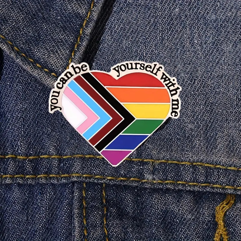 You Can Be Yourself With Me Progressive Pride Flag Enamel Pin (E024) - RainbowRoo