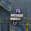 You Are Safe With Me Safety Pin Heart Enamel Pin (E022) - RainbowRoo