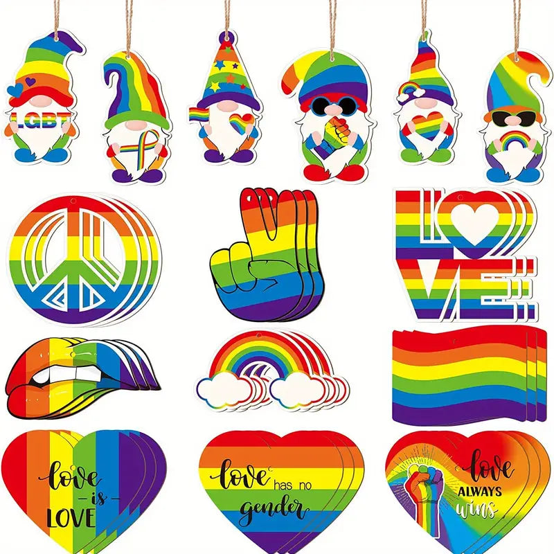 45x Pride Themed Wooden Hanging Ornaments (OR003)