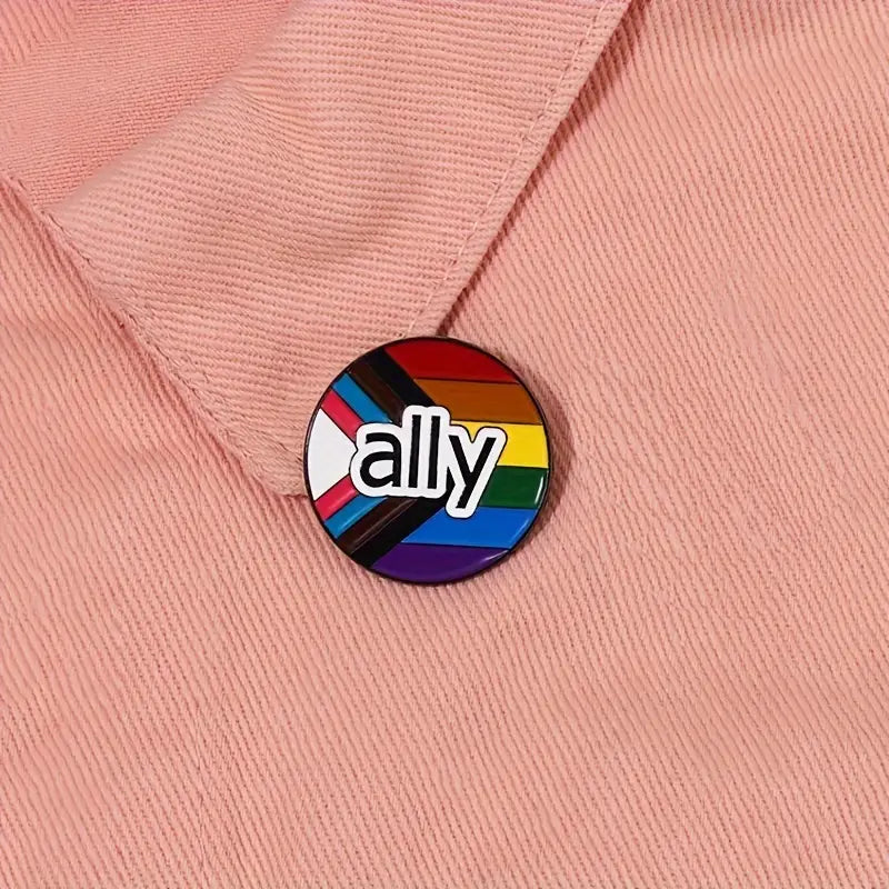 Ally Progressive Pride Flag Circle Enamel Pin (E027)