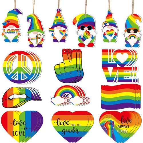 Pride Themed Wooden Hanging Ornaments