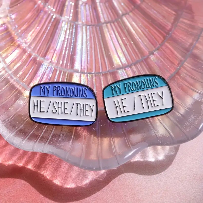 My Pronouns He She They Enamel Pin (E009) - RainbowRoo