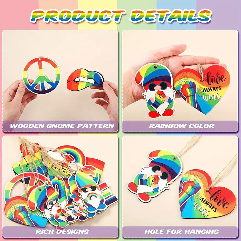 45x Pride Themed Wooden Hanging Ornaments (OR003)