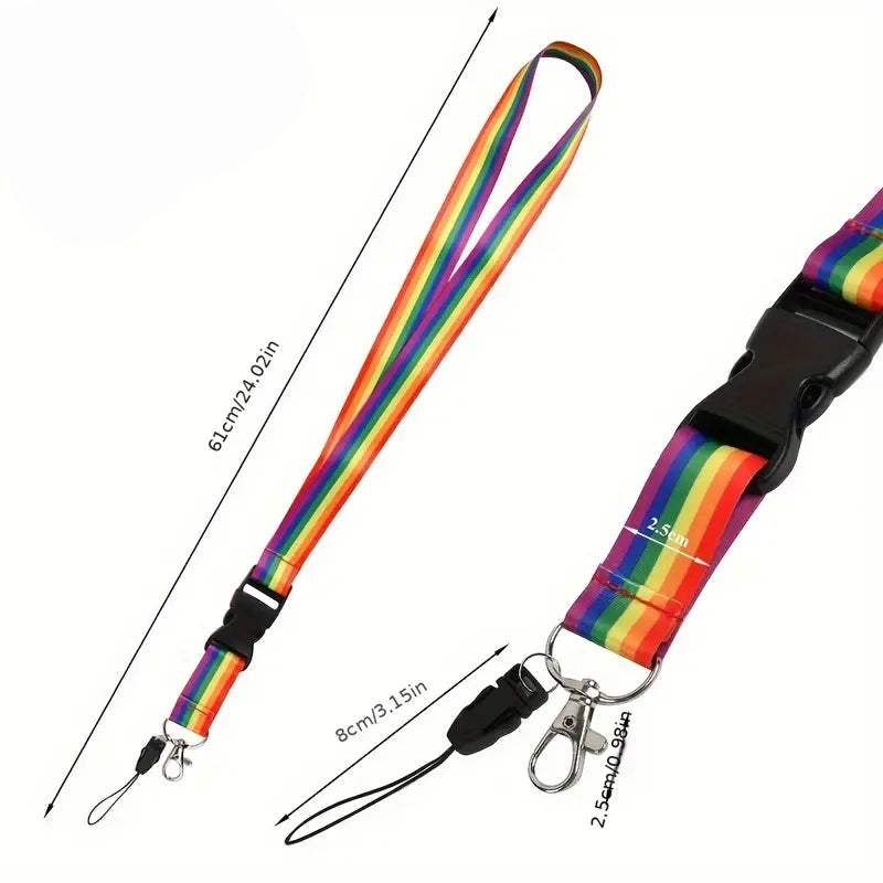 Pride Rainbow Lanyard with Buckle and Lobster Clip (LY004)