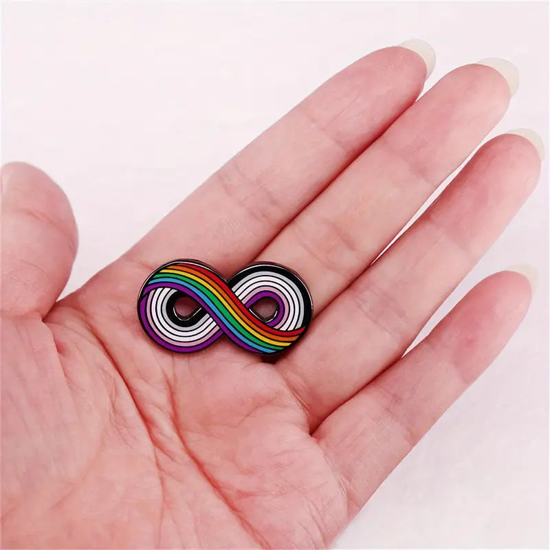 Rainbow Pride & Asexuality Flag Infinity Symbol Enamel Pin (E021) - RainbowRoo