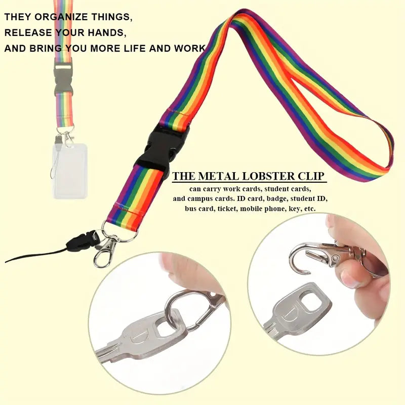 Pride Rainbow Lanyard with Buckle and Lobster Clip (LY004)