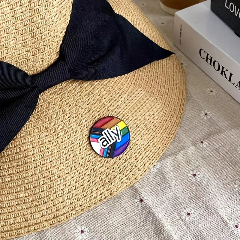 Ally Progressive Pride Flag Circle Enamel Pin (E027)