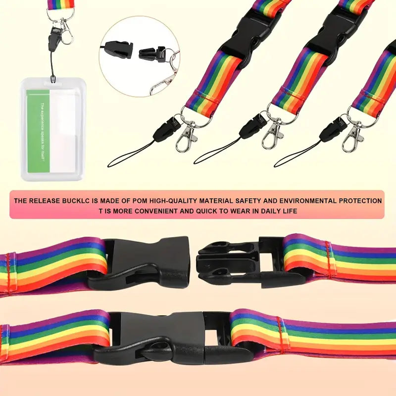 Pride Rainbow Lanyard with Buckle and Lobster Clip (LY004)