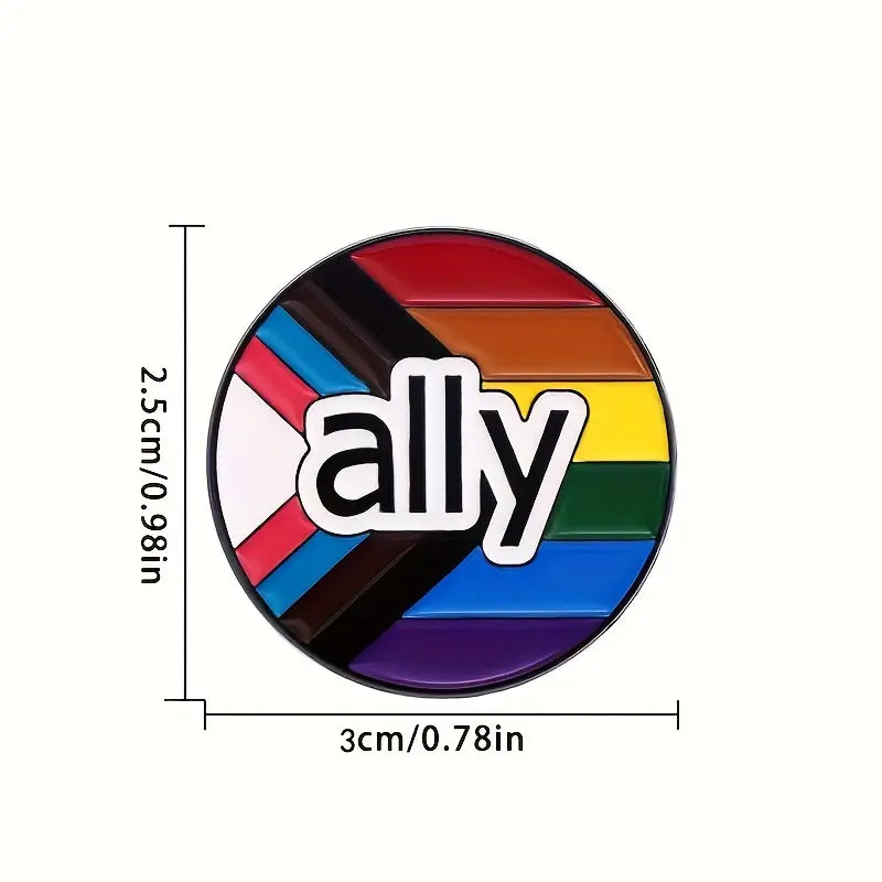 Ally Progressive Pride Flag Circle Enamel Pin (E027)