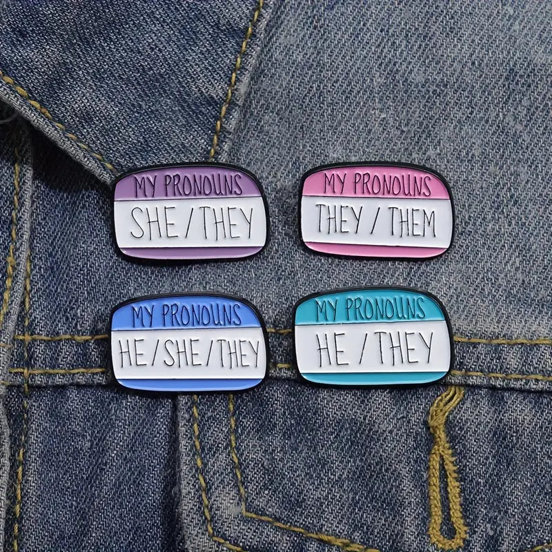 My Pronouns He She They Enamel Pin (E009) - RainbowRoo