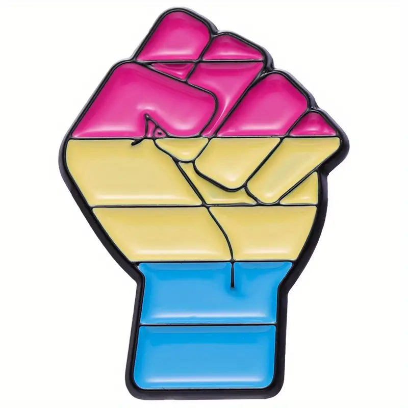 Women Power Fist Pansexual Flag Enamel Pin (E014) - RainbowRoo