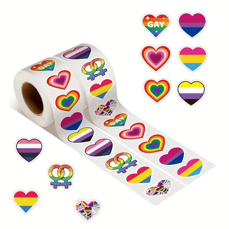 Pride Stickers 500 pieces/roll (ST001) - RainbowRoo