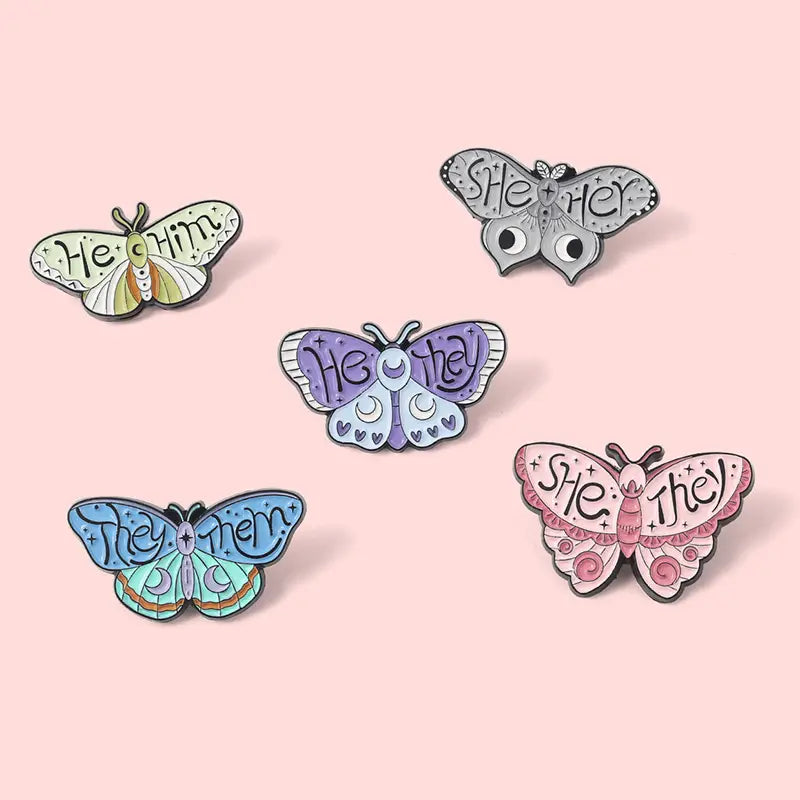 She Her Butterfly Enamel Pin (E034)