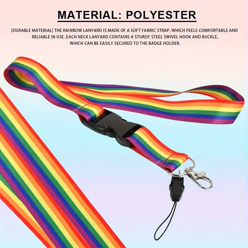 Pride Rainbow Lanyard with Buckle and Lobster Clip (LY004)