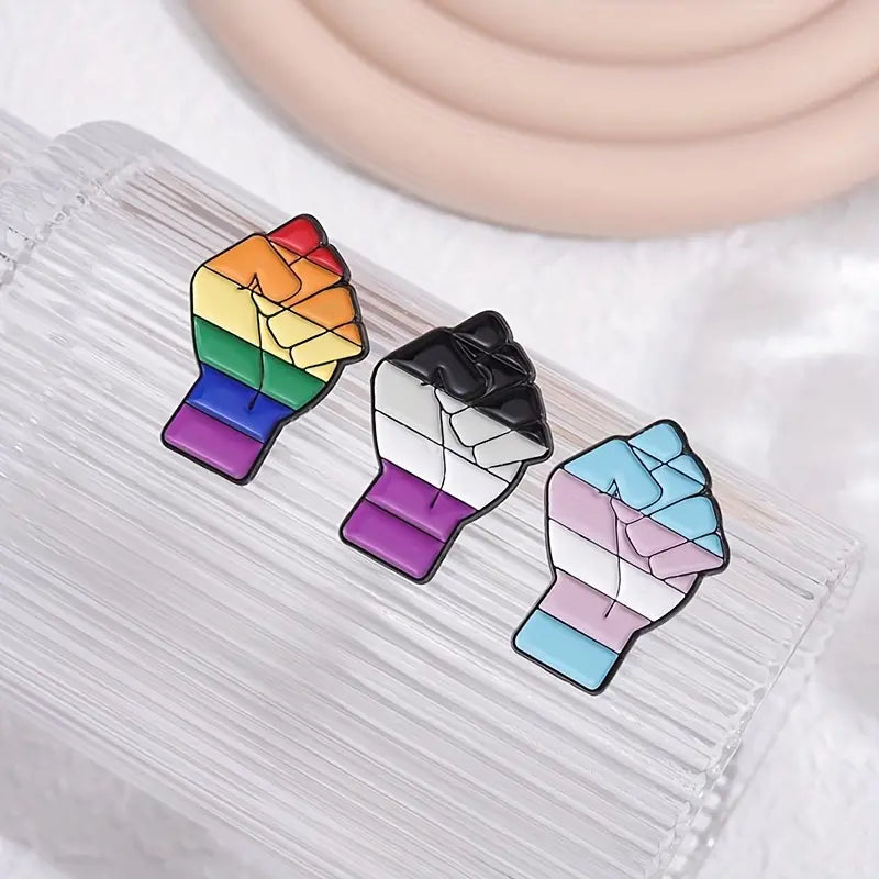 Women Power Fist Asexual Flag Enamel Pin (E018) - RainbowRoo