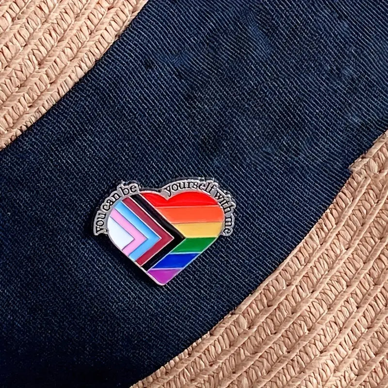 You Can Be Yourself With Me Progressive Pride Flag Enamel Pin (E024) - RainbowRoo