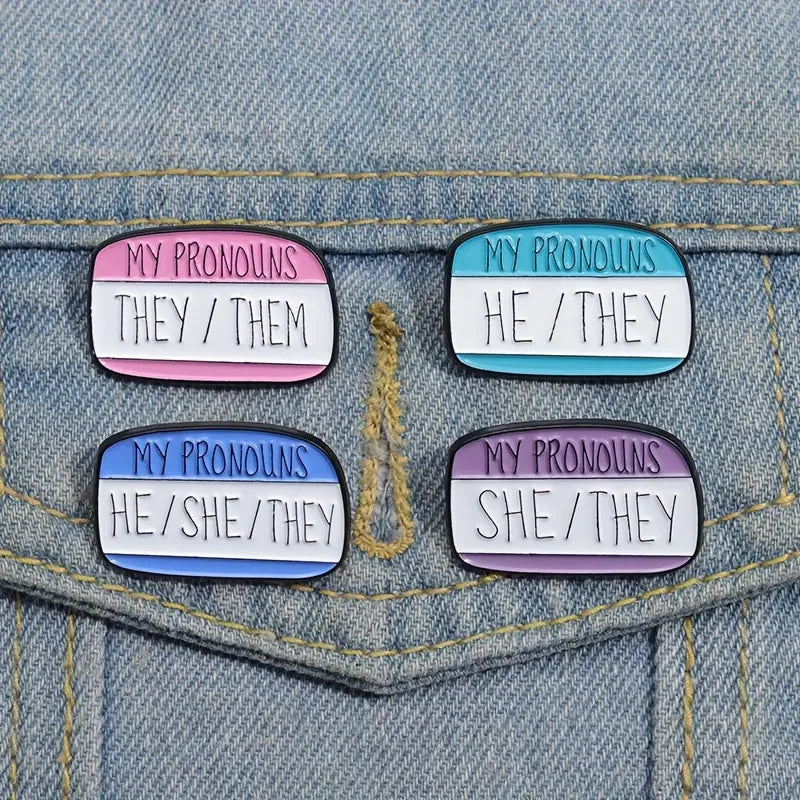 My Pronouns He She They Enamel Pin (E009) - RainbowRoo