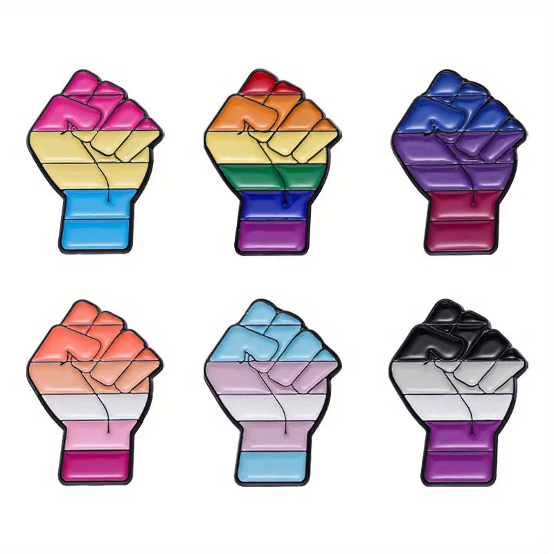 Women Power Fist Pride Flag LGBTQ Enamel Pin (E016) - RainbowRoo