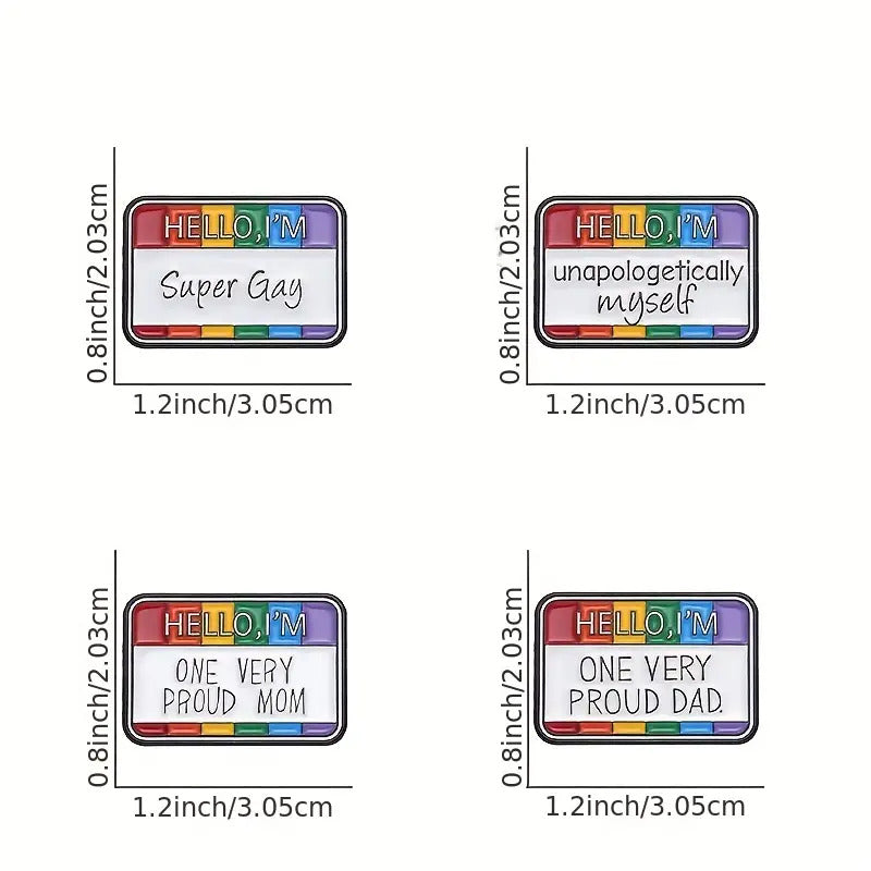 Hello, I'm Super Gay Enamel Pin (E004) - RainbowRoo