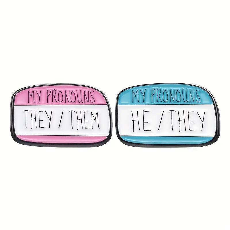 My Pronouns He They Enamel Pin (E010) - RainbowRoo