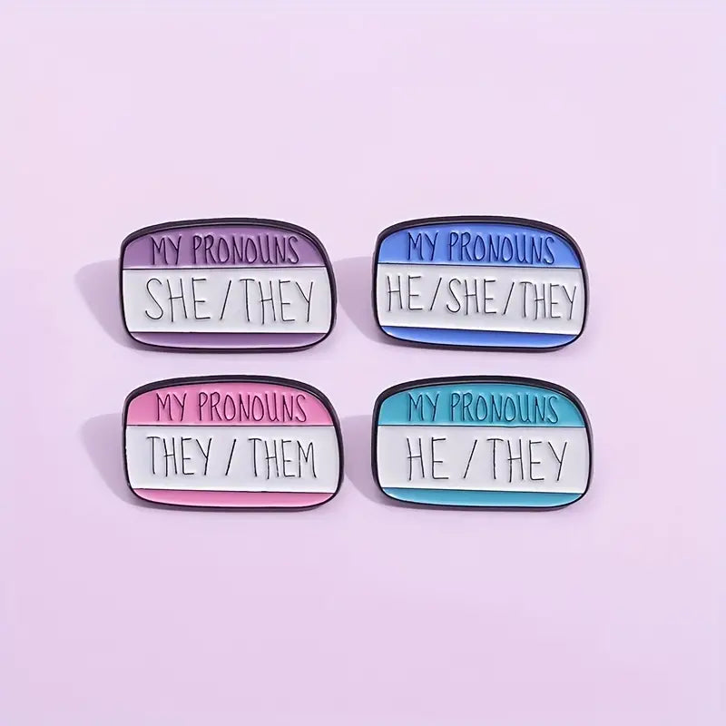 My Pronouns He She They Enamel Pin (E009) - RainbowRoo