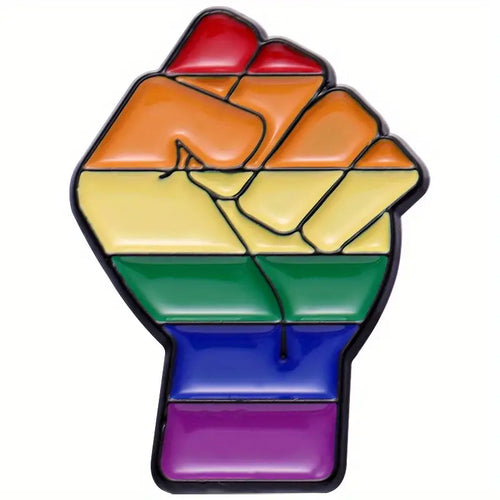 Women Power Fist Pride Flag LGBTQ Enamel Pin (E016) - RainbowRoo