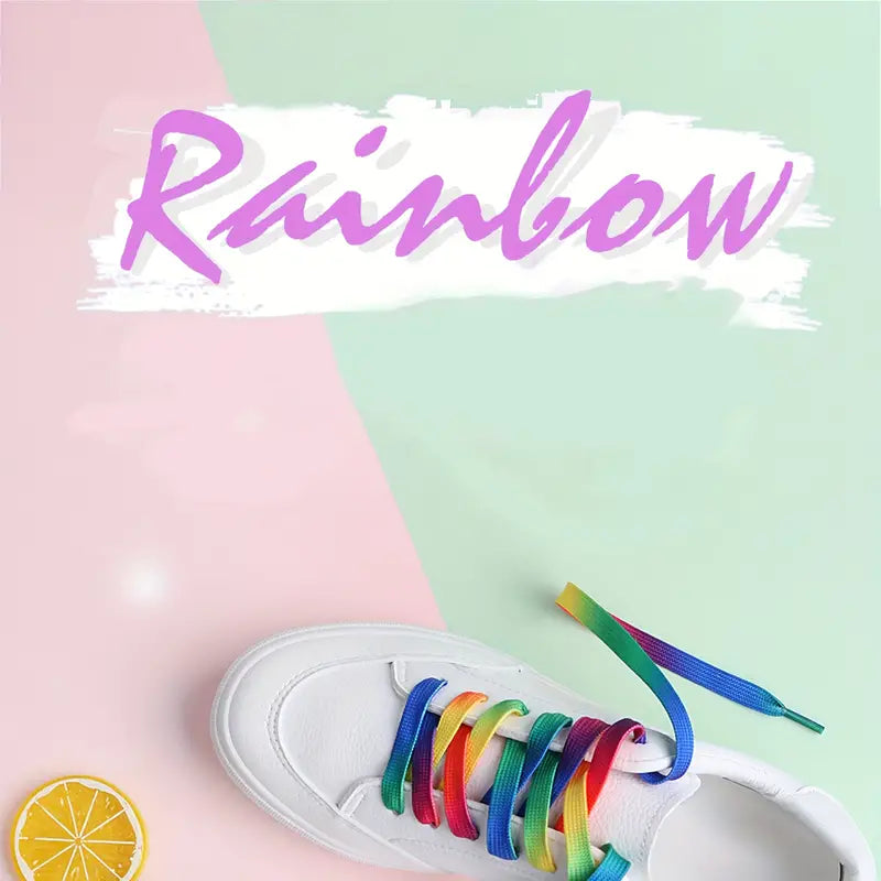 Rainbow Gradient Print Flat Canvas Shoe Laces (SL001) - RainbowRoo