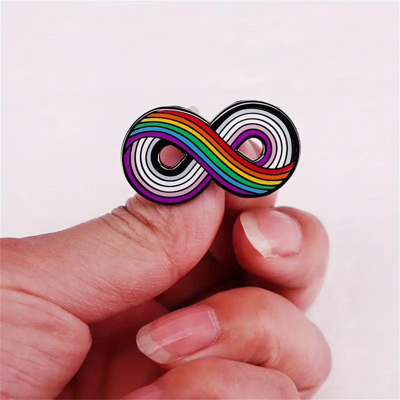 Rainbow Pride & Asexuality Flag Infinity Symbol Enamel Pin (E021) - RainbowRoo