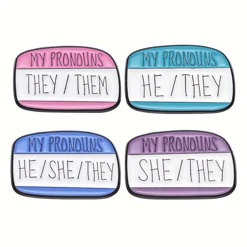 My Pronouns He She They Enamel Pin (E009) - RainbowRoo