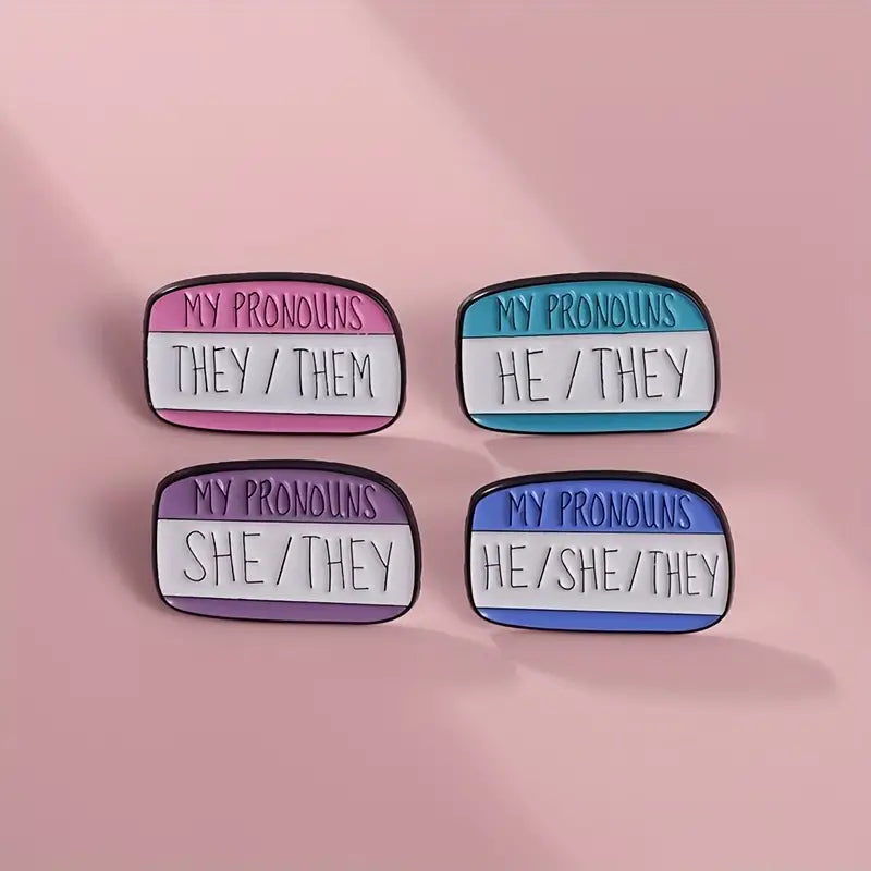 My Pronouns He She They Enamel Pin (E009) - RainbowRoo