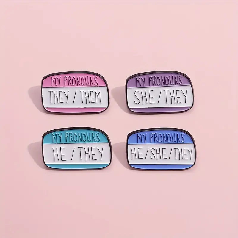 My Pronouns He She They Enamel Pin (E009) - RainbowRoo