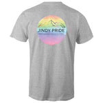 Jindy Pride T-Shirt Back Print Unisex (LG111) - Grey Marle Colour - Medium Size - RainbowRoo