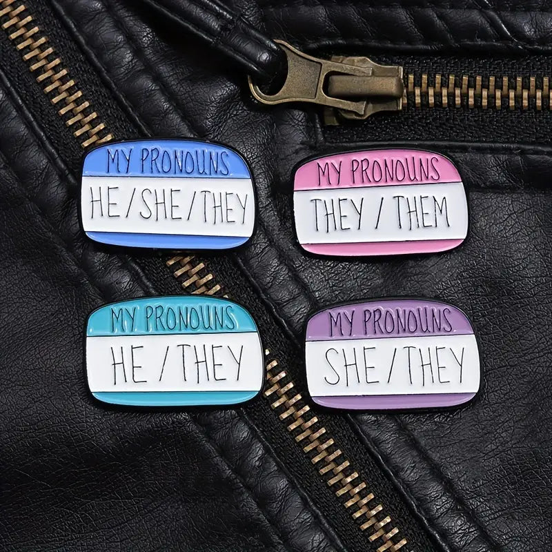 My Pronouns He She They Enamel Pin (E009) - RainbowRoo