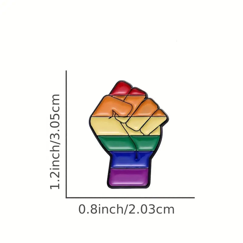 Women Power Fist Pride Flag LGBTQ Enamel Pin (E016) - RainbowRoo