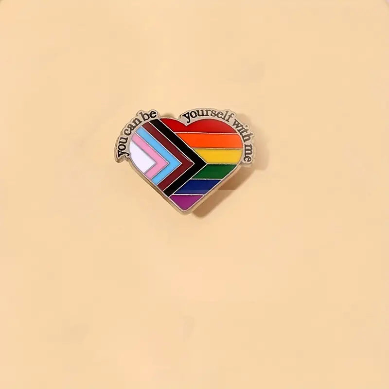 You Can Be Yourself With Me Progressive Pride Flag Enamel Pin (E024) - RainbowRoo