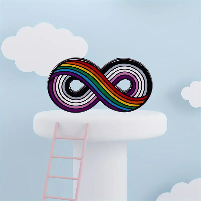 Rainbow Pride & Asexuality Flag Infinity Symbol Enamel Pin (E021) - RainbowRoo