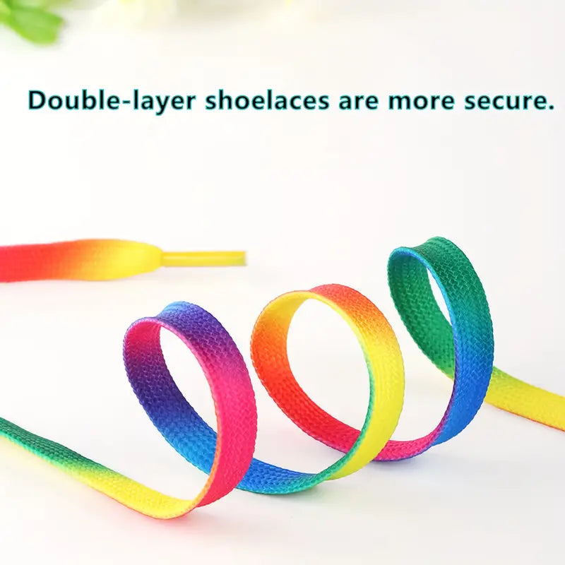 Rainbow Gradient Print Flat Canvas Shoe Laces (SL001) - RainbowRoo