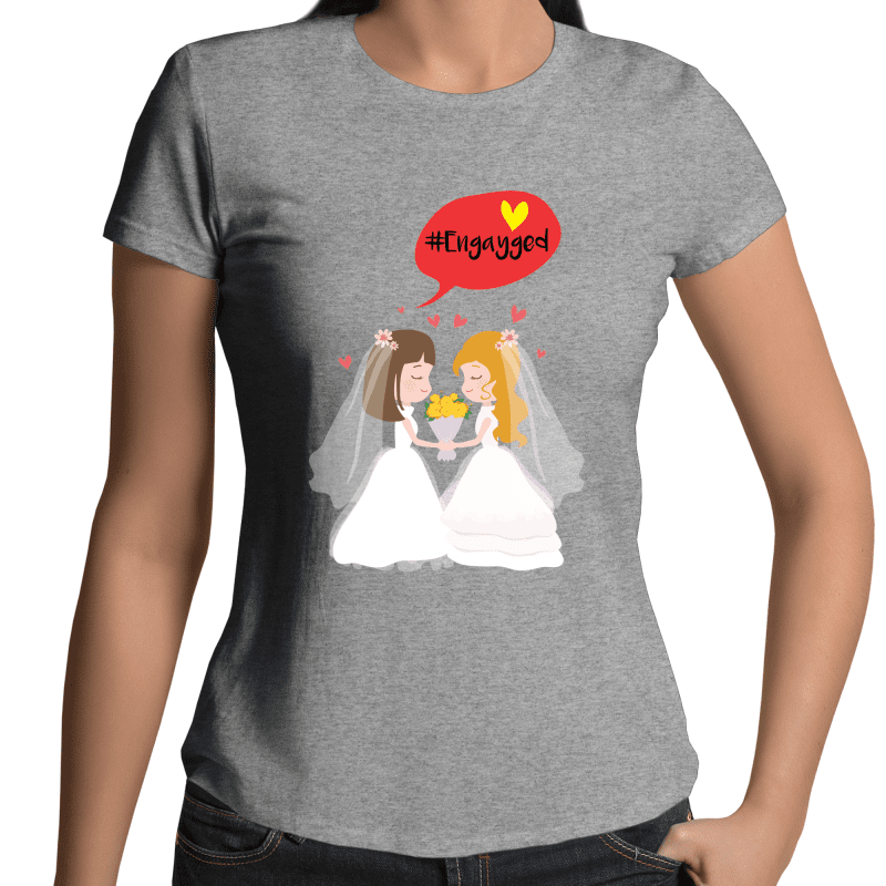 Engayged Lesbian Engagement T-Shirt Female (L005)