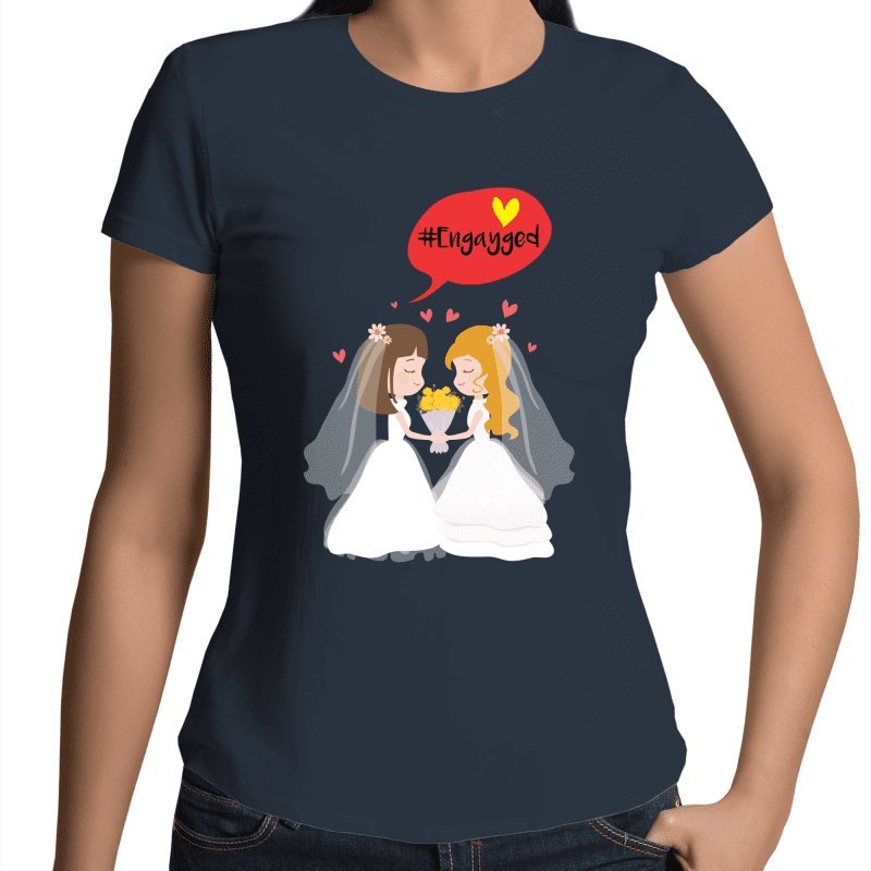 Engayged Lesbian Engagement T-Shirt Female (L005)