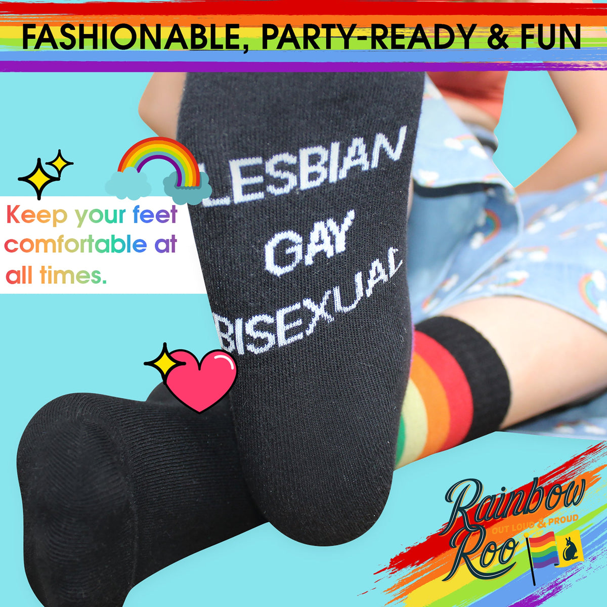 LGBT Pride Black Socks Bundle 3x Pairs Unisex (SK002)