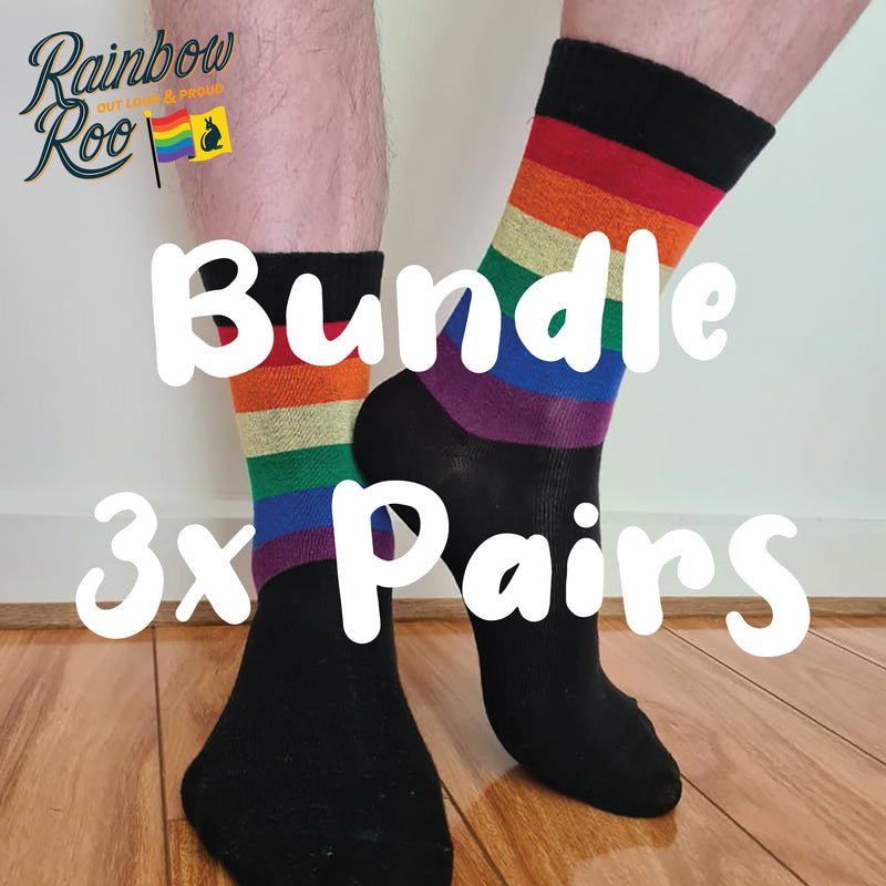 LGBT Pride Black Socks Bundle 3x Pairs Unisex (SK002)