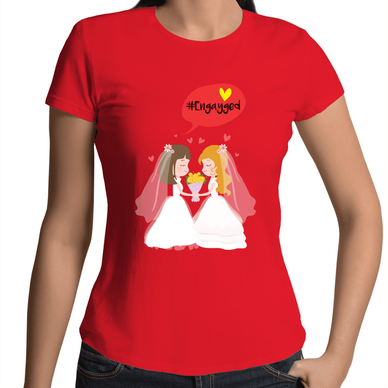 Engayged Lesbian Engagement T-Shirt Female (L005)