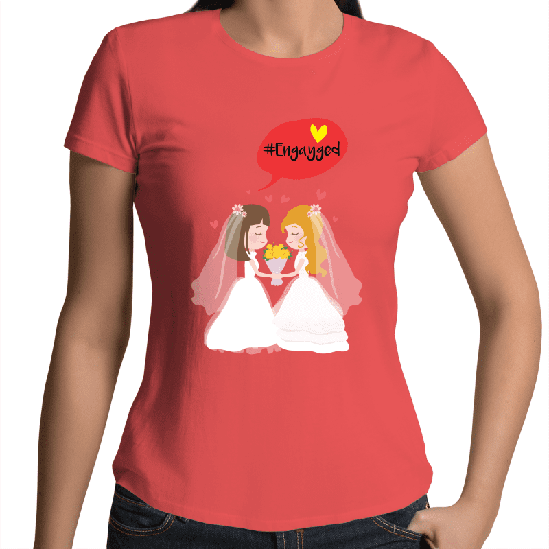 Engayged Lesbian Engagement T-Shirt Female (L005)